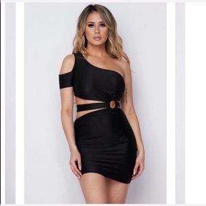 Banjul Black one shoulder strap dress